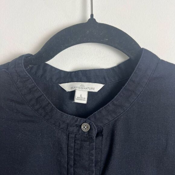 L.L. Bean Signature 100% Cotton Black Embroidered Pheasant Print Classic Blouse - Picture 7 of 12